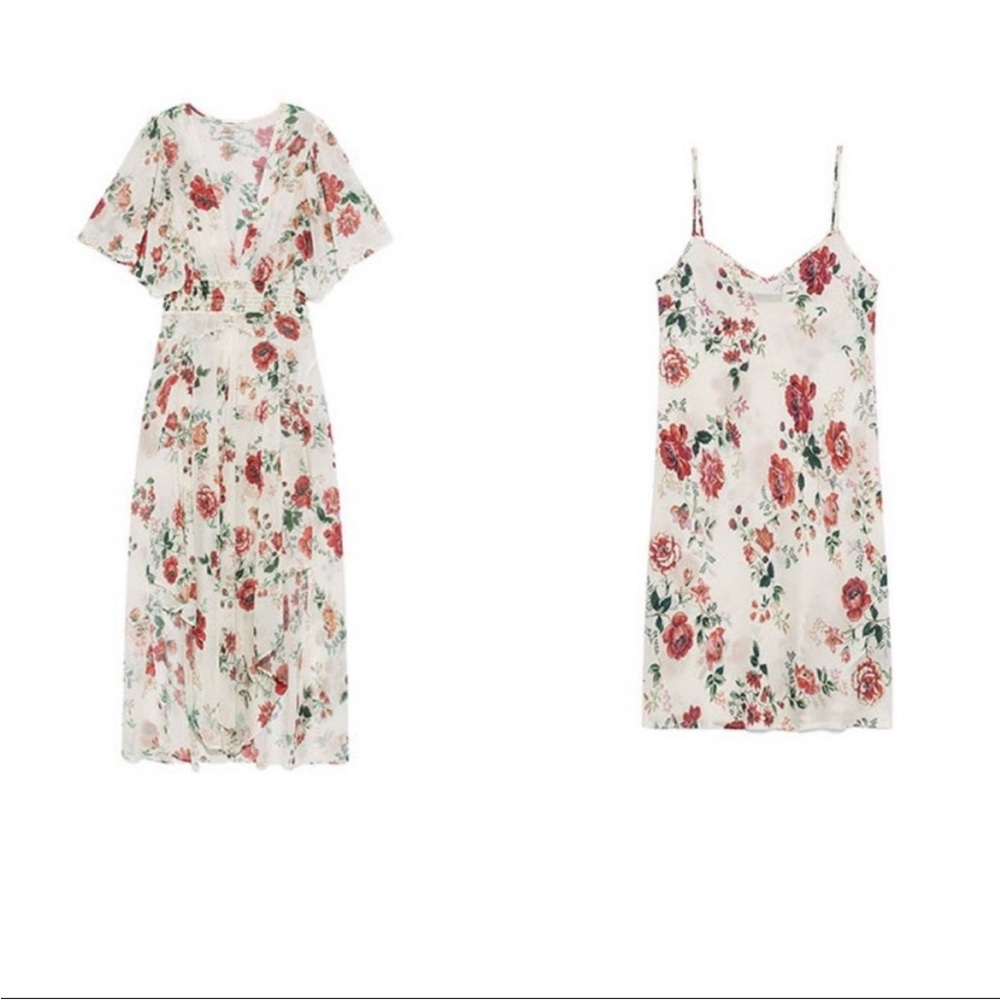 Maje Rachelle Asymmetric Floral Print on Off White size 3 or Small Slit Front - Picture 3 of 13